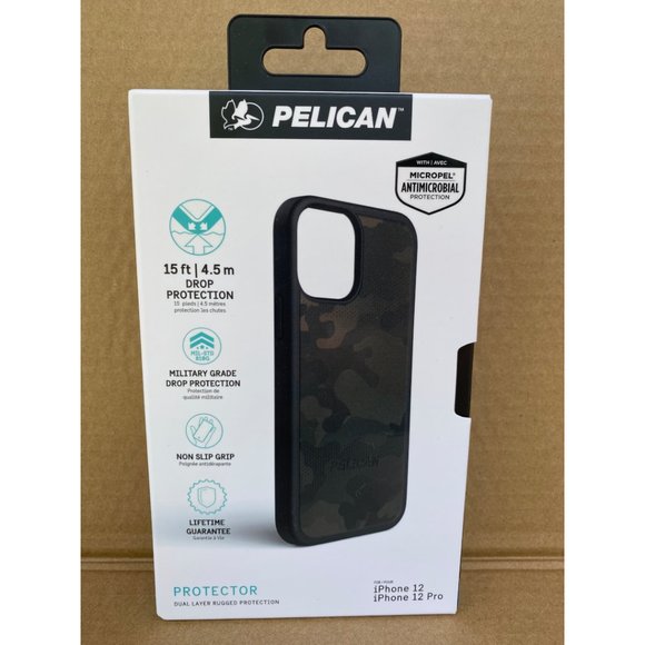 iPhone 12 Pro Case Camo Green Black - Pelican Protector Slim Dual Layer - Picture 4 of 5